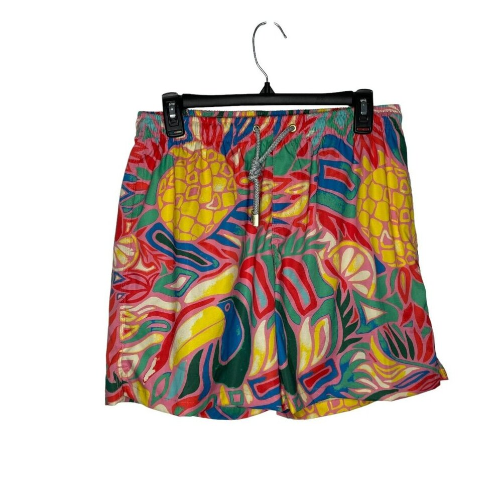 Kenny Flowers Multicolor Toucan Bird Pineapple Tropical Swim Trunks